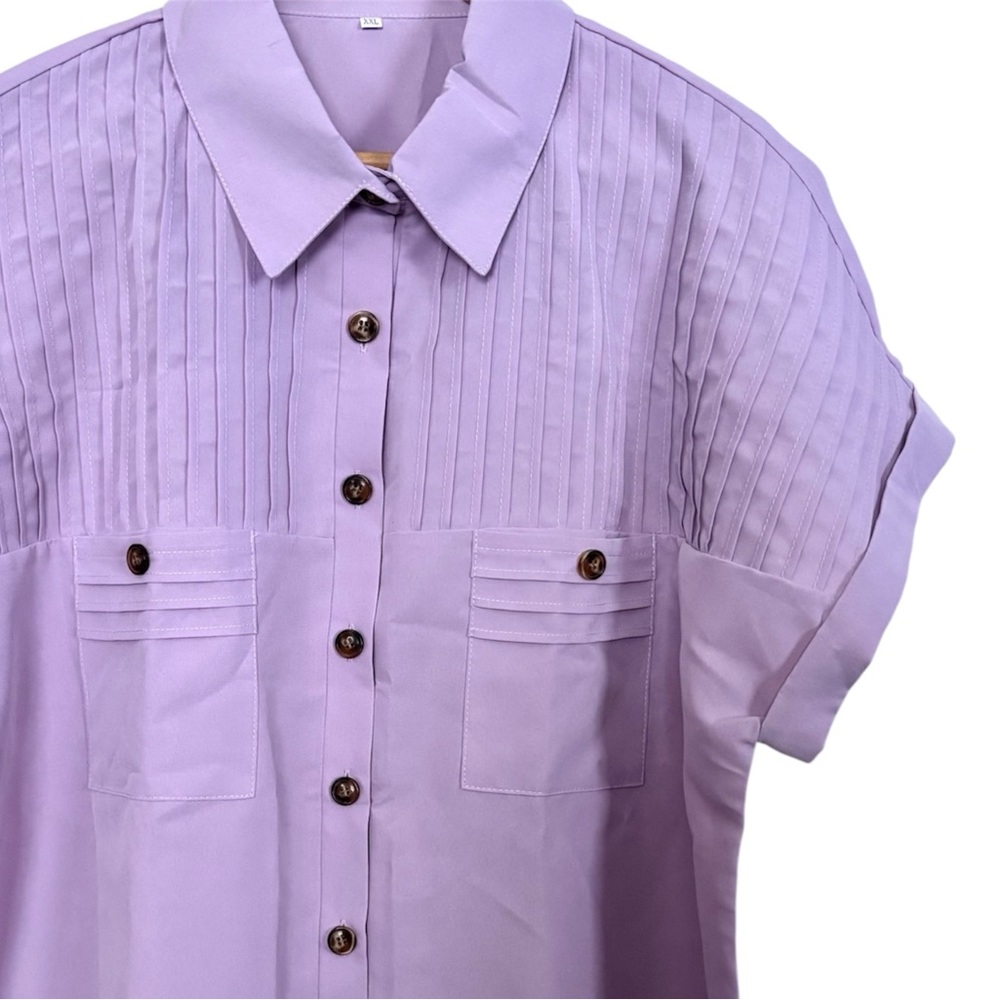 SHEIN Lavender Button-Up Blouse